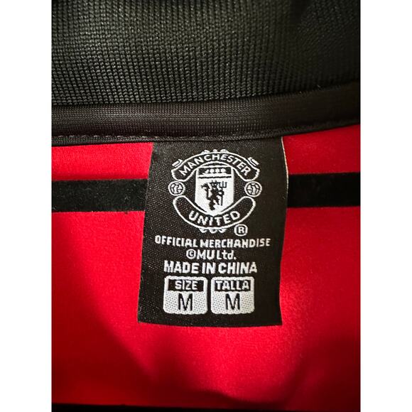 Manchester United Track Jacket Red Black Zip Up MUFC Official Size M SoccerMerch - Picture 6 of 7